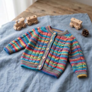 Regenbogen-Strickpulli
